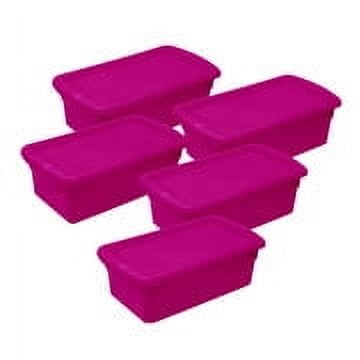 Juego de 5 Cajas Zapateras con Tapa Plastic Trends Modelo Miami Capacidad 5.5Lts cada una Color Fiusha 1 Pieza