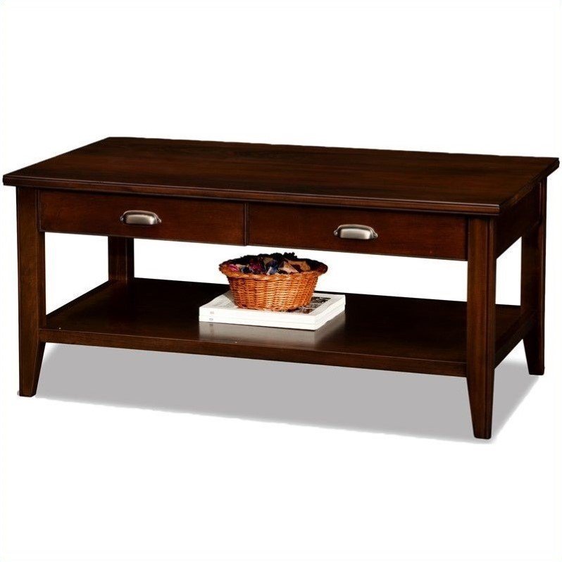 Leick Laurent Two Drawer Solid Wood Coffee Table In Chocolate