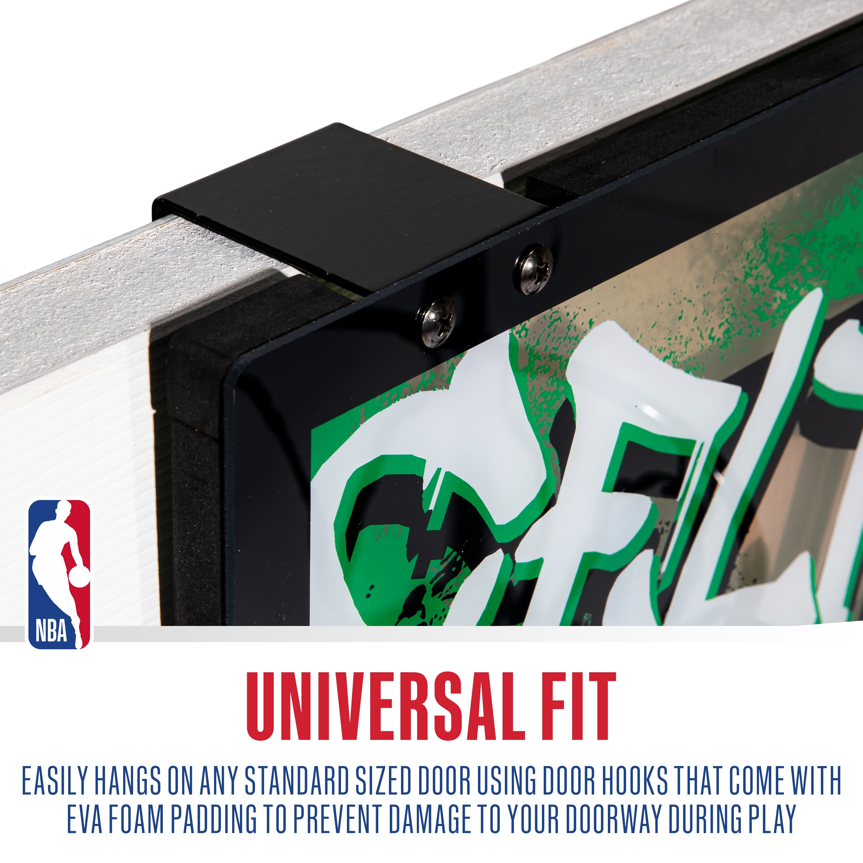 Franklin Sports NBA Boston Celtics Over the Door Basketball Hoop - Kids Indoor Basketball Hoop with Mini Basketball - NBA Fan Shop Mini Hoop for Bedroom + Office - Over the Door Mini Hoop Set