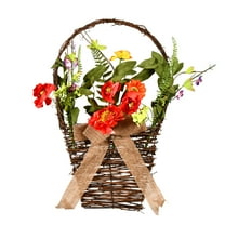 Vickerman Artificial Mixed Floral Basket Features Coral, Yellow, Orange, Purple, And Green Flowers. This Flower Basket Is Complimented By A Base Of Mixed Greenery That Features Leaves And Ferns.