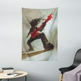 thumbnail image 1 of Fantasy Tapestry, Rocker Guitarist Playing Bass Headbanging Hipster Rock Display Red Eyes Art Print, Wall Hanging for Bedroom Living Room Dorm Decor, 40W X 60L Inches, Red Grey, by Ambesonne, 1 of 2