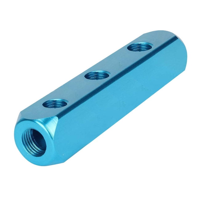 Beduan 1/4" 3 Way 6 Port Aluminum Air Hose Inline Manifold Block Splitter, Pneumatic Air Compressor Manifold Fitting
