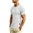 thumbnail image 5 of Plus Size Big & Tall Men's Cotton Stripe Casual Short Sleeve Tee T-Shirt Crewneck Overlap Henley Soft Breathable Moisture Wicking Summer Daily Workout Gym Streetwear Fashion, 5 of 8