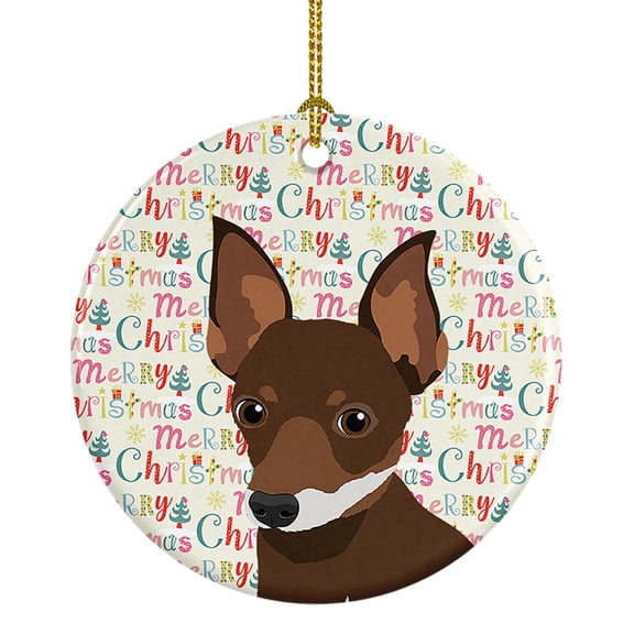 Chihuahua Chocolate and White #2 Christmas Ceramic Ornament 2.8 in x 2.8 in