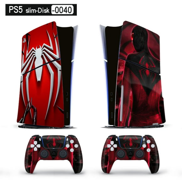 Playstation 5 Slim Ps5 Slim Miles Spider Man Skin Decal And Controller Stickers Set, Scratch-resistant (Disk-0040)