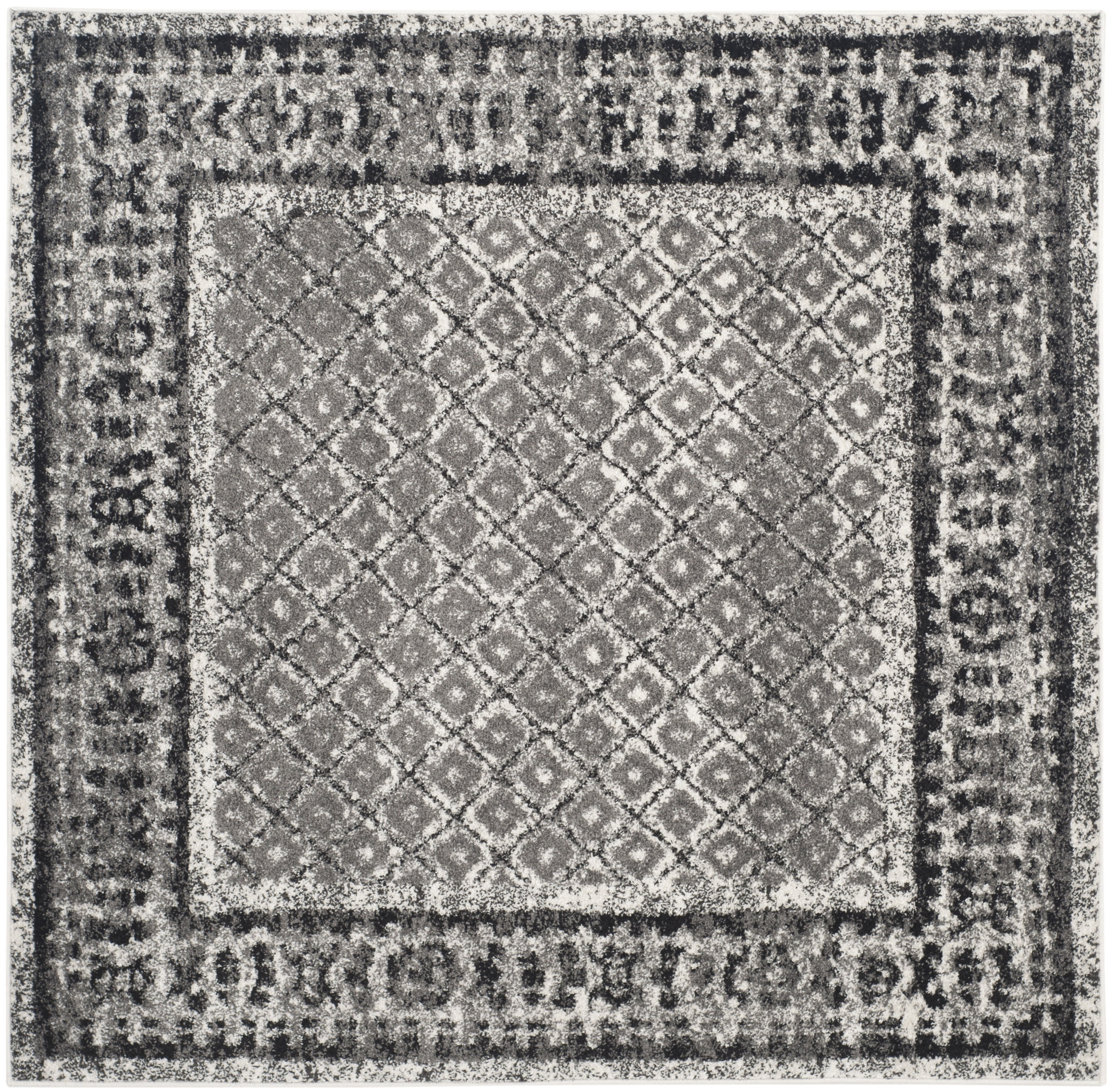 SAFAVIEH Adirondack Royston Geometric Area Rug, Ivory/Silver, 4' x 4' Square