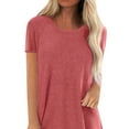 thumbnail image 3 of XXLvision Women Solid Color Round Neck Short Sleeve Tunic Pullover Tops, 3 of 4