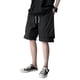 thumbnail image 2 of Pantalones cortos de doble capa para hombre, hasta la rodilla, con cordón, bolsillo lateral, pantalones cortos falsos de dos piezas para caballero, negro, L, 2 of 8