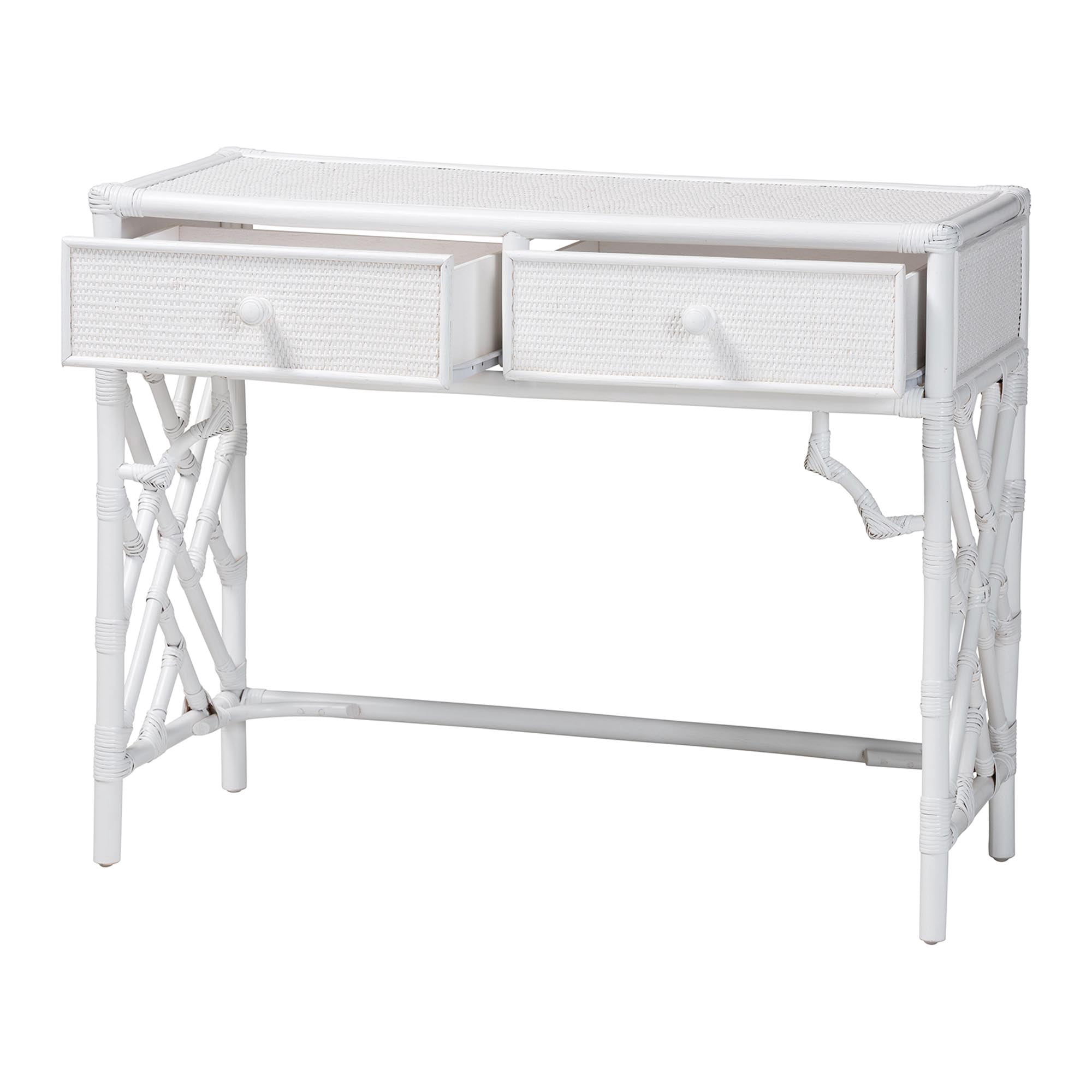 bali & pari Lindie Boho Writing Desk, 2-Drawer, White