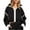 Black, variant on Fashion Fleece Jackets for Womens Winter Warm Plus Size Cropped Fleece Jackets Zip Up Drawstring Waist Color Block Warm Fuzzy Coats