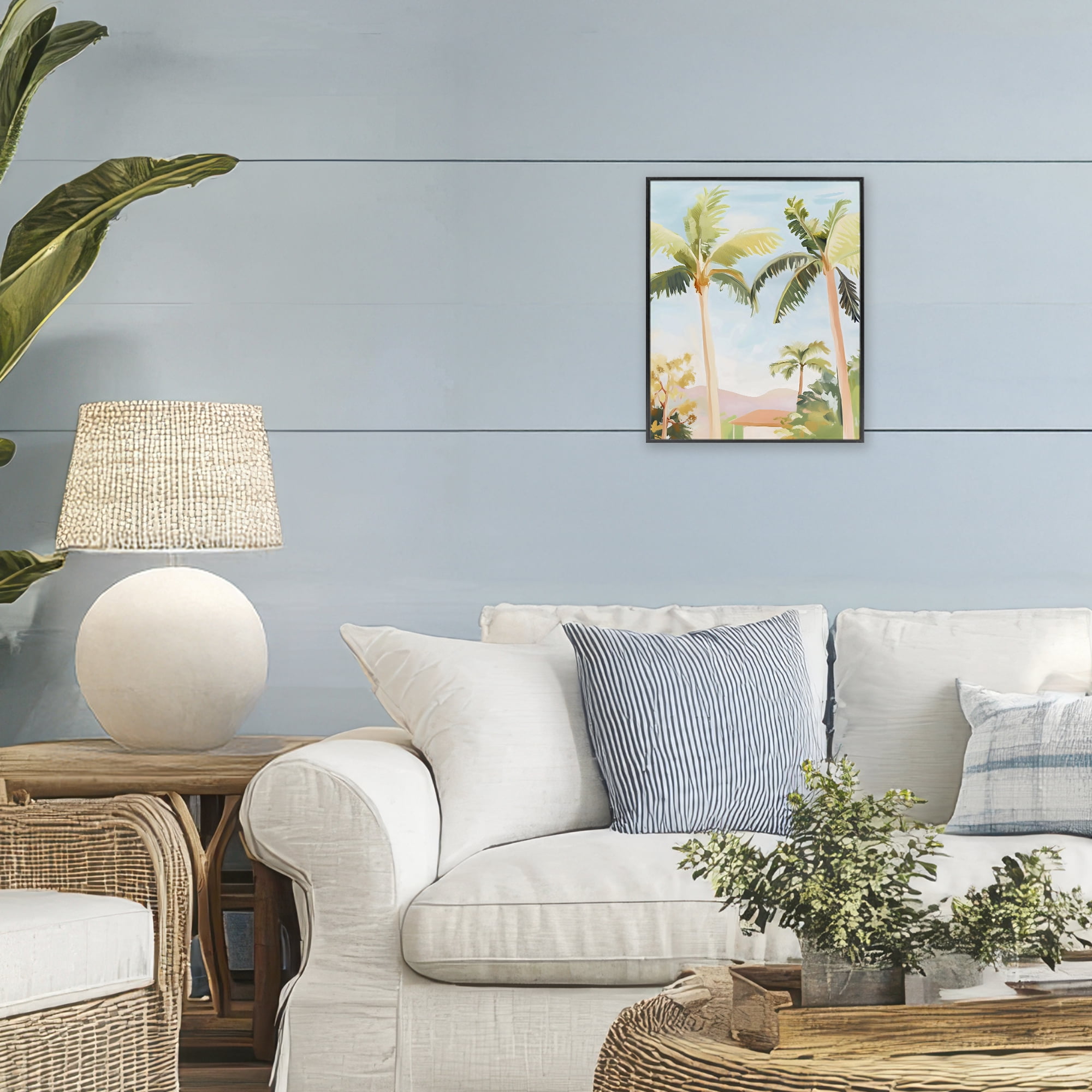 Stupell Industries Rising Above Tropical Palms Black Framed Giclee Art, design by The Prints Vibe