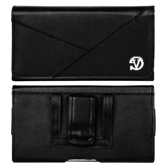 Vegan Leather Stitched Pattern Holster Carrying Case with Belt Loop and Clip for Apple iPhone X / 8 / 7