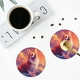 thumbnail image 4 of Rateoe Sunset Cloud Corgi Drawing Drink Coasters Set of 4 Leather Coasters Spill Protection for Table Desk,Durable and Non Slip Leather Coaster ,4 Inches Drink Mats-Round Shape, 4 of 6