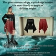 thumbnail image 7 of MYATED Women Pirate Costume Renaissance Shirt Medieval Dress with Waist Belt Eye Patch Halloween Pirate Queen Outfit,Black,2XL, 7 of 7