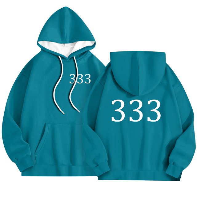 Squid Game Player Kids Hoodie Sweatshirt – Official Green Cosplay Hoodie for Children, Ideal for Squid Game Fans and Events Sky Blue 140