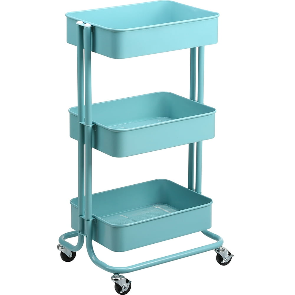 Rackaphile 3Tier Utility Cart with Wheels, HeavyDuty Rolling Storage