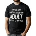 thumbnail image 1 of 100% Cotton Mens Crew Neck Graphic T-Shirt - Funny Im Often Mistaken For An Adult Print, Slight Stretch, Machine Washable, Casual Summer Tee for All Seasons, 1 of 6