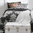 thumbnail image 3 of OCM College Dorm Bed Sheet Set in Victoria Damask | Twin XL Size | Traditional Damask Print in Black & White | Soft Cotton-Rich Blend | Made in USA, 3 of 5