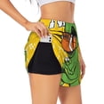 thumbnail image 3 of Lsque T-Rex Playing Football Printed Women's Running Shorts with Liner Pockets,Elastic Quick Dry Workout Athletic Gym Yoga Shorts,Womens High Waist Shorts-Small, 3 of 9