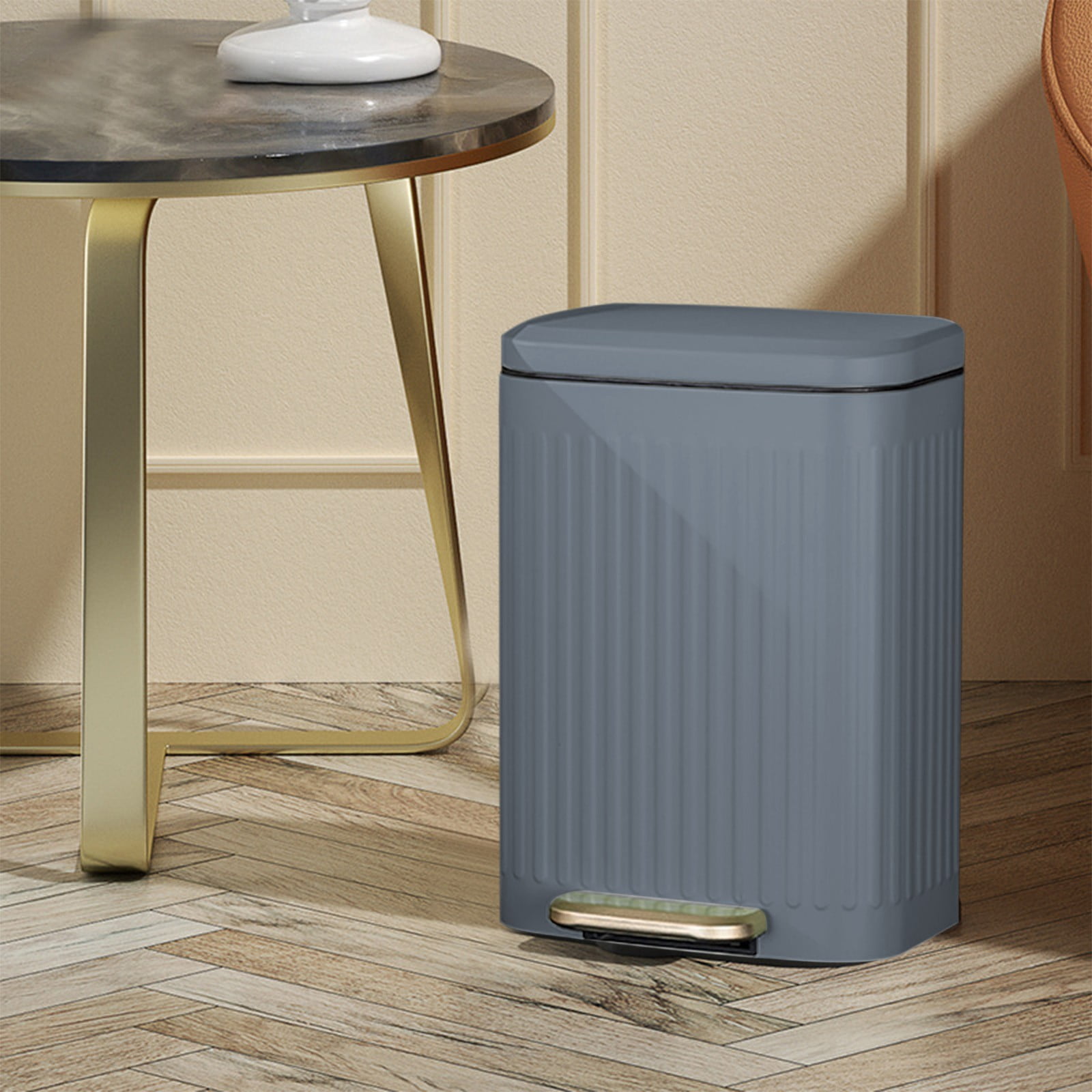 Kitchen Trash Can, Stainless Steel Step-On Garbage Can with Lid, Tall Kitchen & Bathroom Trash Can, Small Office Waste Bin - Xuniizn