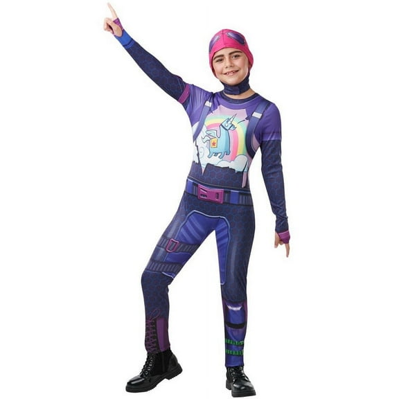 Busy Beetle Limited Fortnite Brite Bomber Teen Costume Jumpsuit w/ Cap & Accessories - 9-10 yrs Female