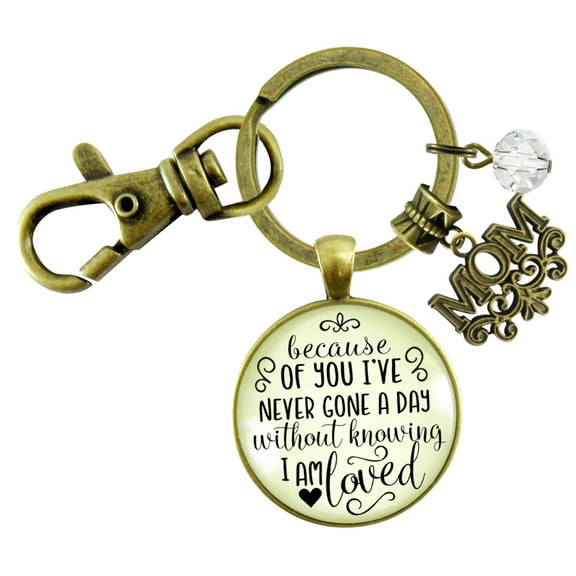 Mom Gutsy Goodness Bronze Keychain Because Of You Never Gone Without Love Gift From Blessed Daughter Jewel