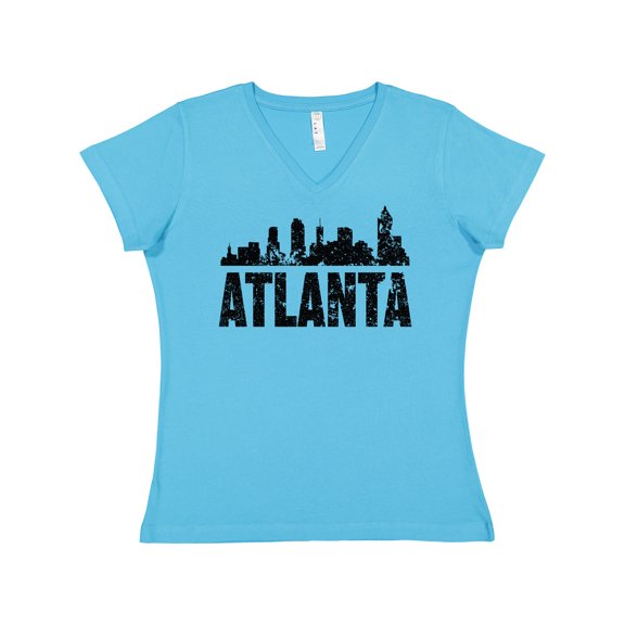 Inktastic Atlanta Skyline Grunge Women's V-Neck T-Shirt