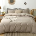 MooMee Bedding Duvet Cover Set 100 Washed Cotton Linen Like Textured