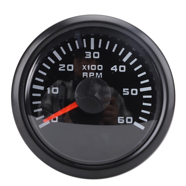 52mm Tachometer, 0 - 6000RPM Tachometer Gauge, 7 Color Backlit Marine RPM Tachometer Outboard Tachometer with Hour Meter for Marine Car Truck Gas Engine