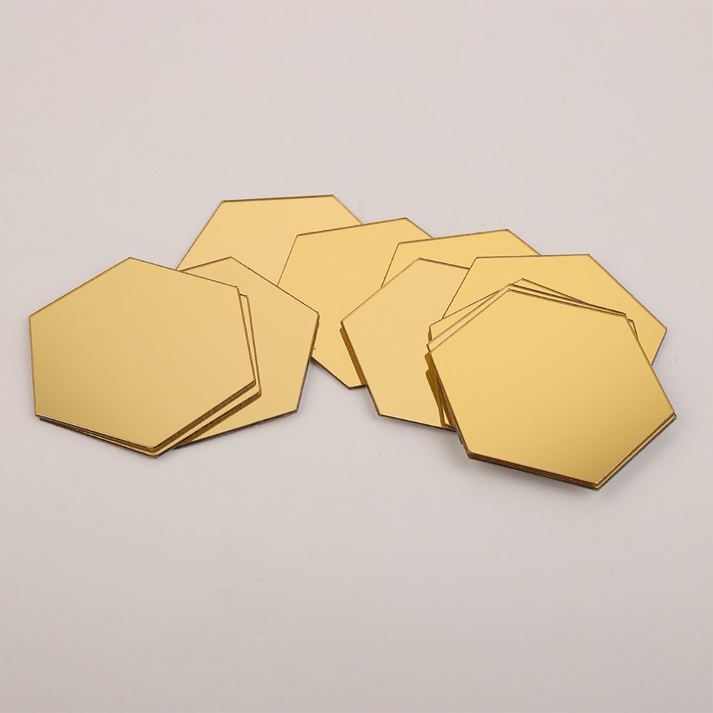 12Pcs Acrylic Mirror Wall Stickers Self Adhesive Removable Hexagonal