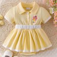thumbnail image 2 of KPOPLK Baby Onesie Infant Girl Summer Clothes Short Sleeve Cute Print Bodysuit Newborn Girls One-Piece Clothes 3 6 9 12 18 Months Yellow Size 12-18 Months, 2 of 6