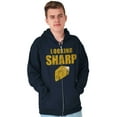 thumbnail image 3 of Looking Sharp cheddar Cheese Pun Gym Zip Up Hoodie Men's Women's Brisco Brands S, 3 of 6