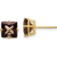 thumbnail image 1 of 14K Yellow Gold 7mm Square Smoky Quartz Earrings (8 X 8) Made In United States xe63sq, 1 of 4