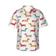 thumbnail image 1 of Fotbe Dachshund Dog Puppy Camisa Hawaiana para Hombre Unisex – Camisa Casual de Verano con Botones de Manga Corta de Algodón y Lino,Small, 1 of 7