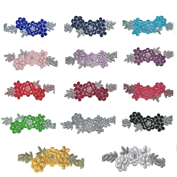 1.75" Turquoise Gray Green Eggplant Burgundy Navy Pink Embroidered Lace by Yard