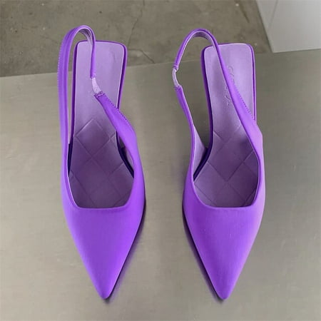 

2022 Fashion Elegant Women 9cm High Heels Slippers Lady Slingback Mules Purple Green Orange Heels Luxury Slides Wedding Shoes