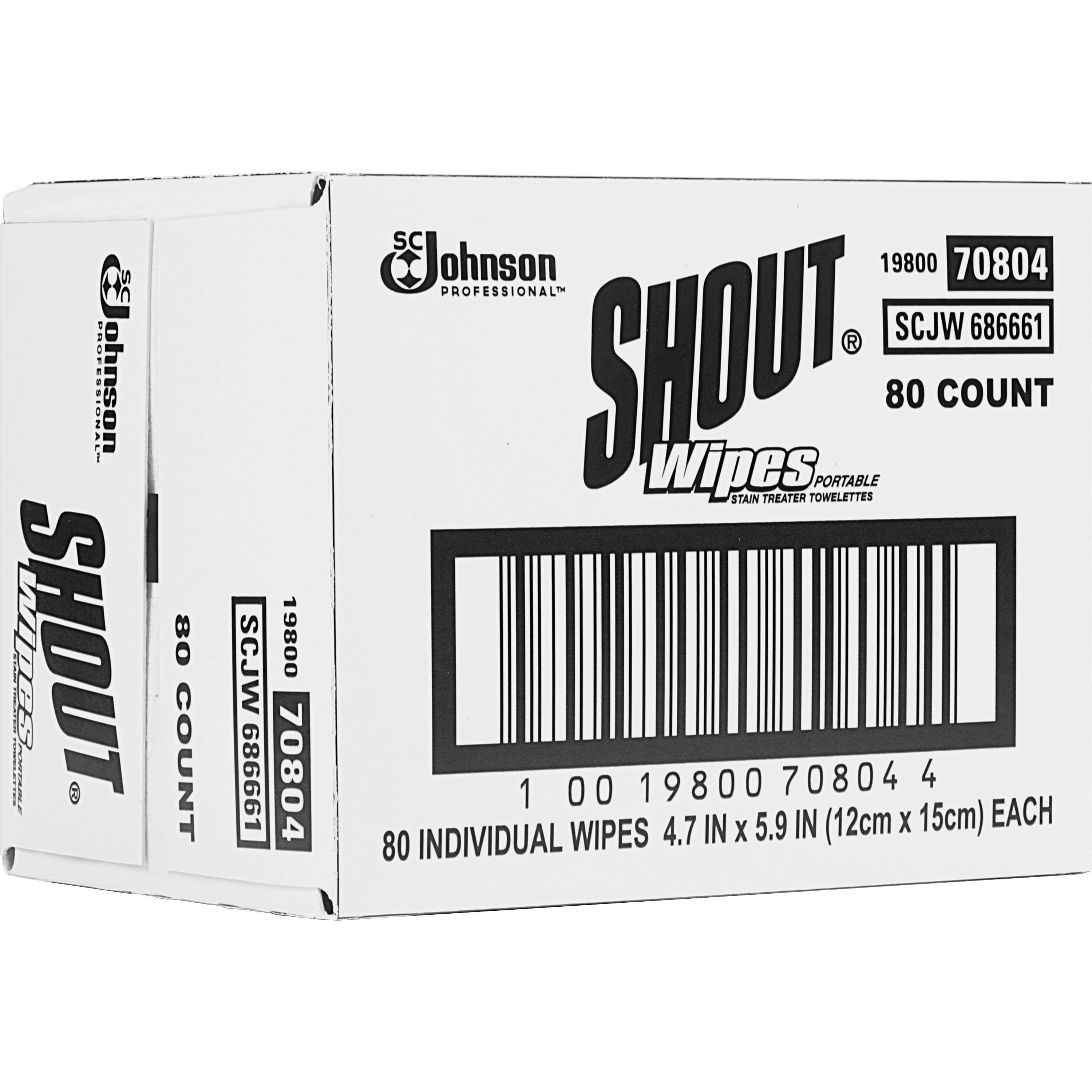 SC Johnson Shout® 686661 Instant Stain Remover Wipes - 80/Case