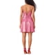 thumbnail image 3 of VESTIDO DE MUJER INSPIRE CHIC Fiesta de Club Brillante Metálico Tirantes de Espagueti A-line Mini Vestido M Rosa, 3 of 5