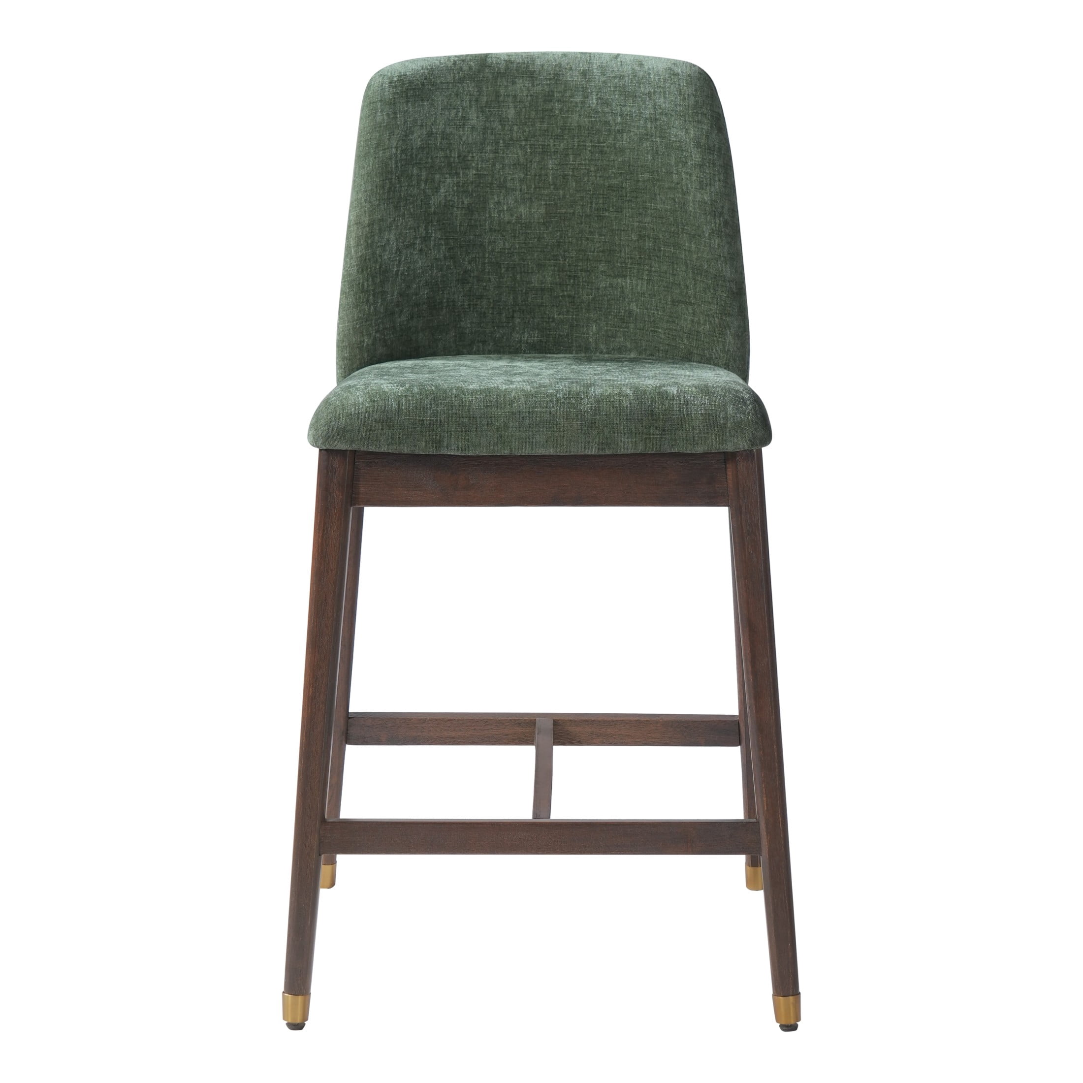 Christopher Knight Home 38"H Green Upholstered Counter Stools Set of 4, Walnut Finish Rubberwood Frame