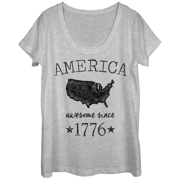 Women's Lost Gods Fourth of July Awesome Since 1776 Scoop Neck Athletic Heather Small