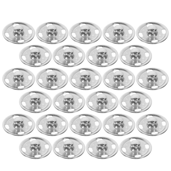 HOMEMAXS 50 Sets Sew On Snaps Buttons Metal Snaps Fasteners Press Studs Buttons 2 Parts Brass Press Fasteners Round DIY Craft Accessory (15mm-Silver)