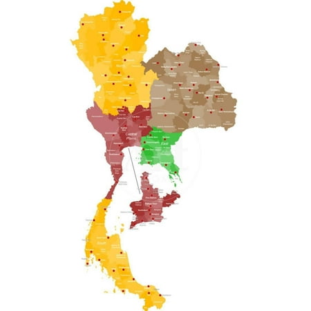 Map of Thailand Print Wall Art By malachy120