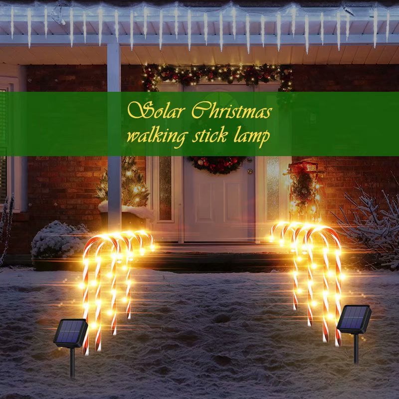 VicTsing Solar Power Christmas Candy Cane Lights Pathway Marker Warm