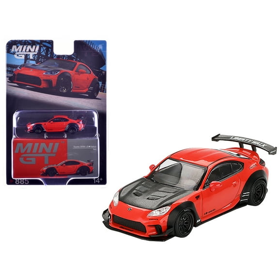 Toyota GR86 "LB-Nation - Liberty Walk" Red with Carbon Hood Limited Edition 1/64 Diecast Model Car by Mini GT