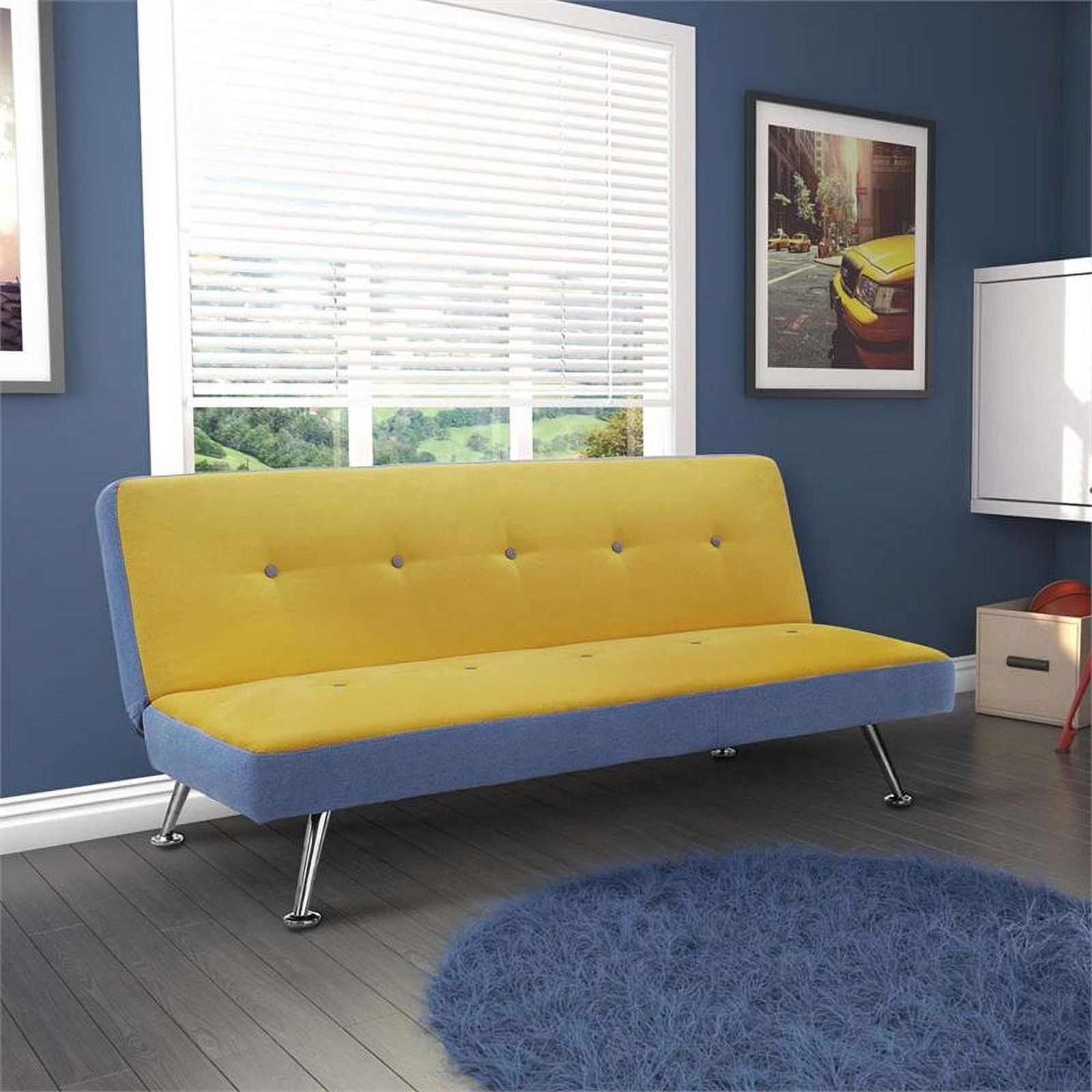 DHP Junior Microfiber Convertible Sofa in Denim and Minion Yellow - image 2 of 9
