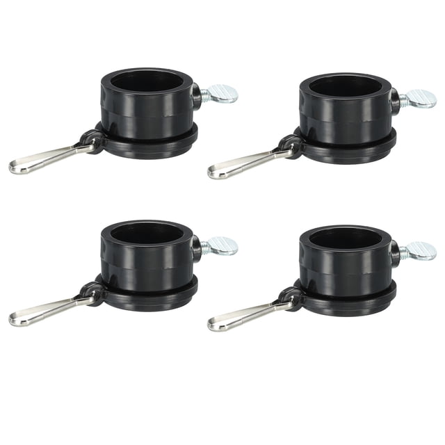 Bandera Poste Anillos Montaje Clips Giratorio Ajustable Sujetadores 29mm x 27mm Negro Paquete de 4