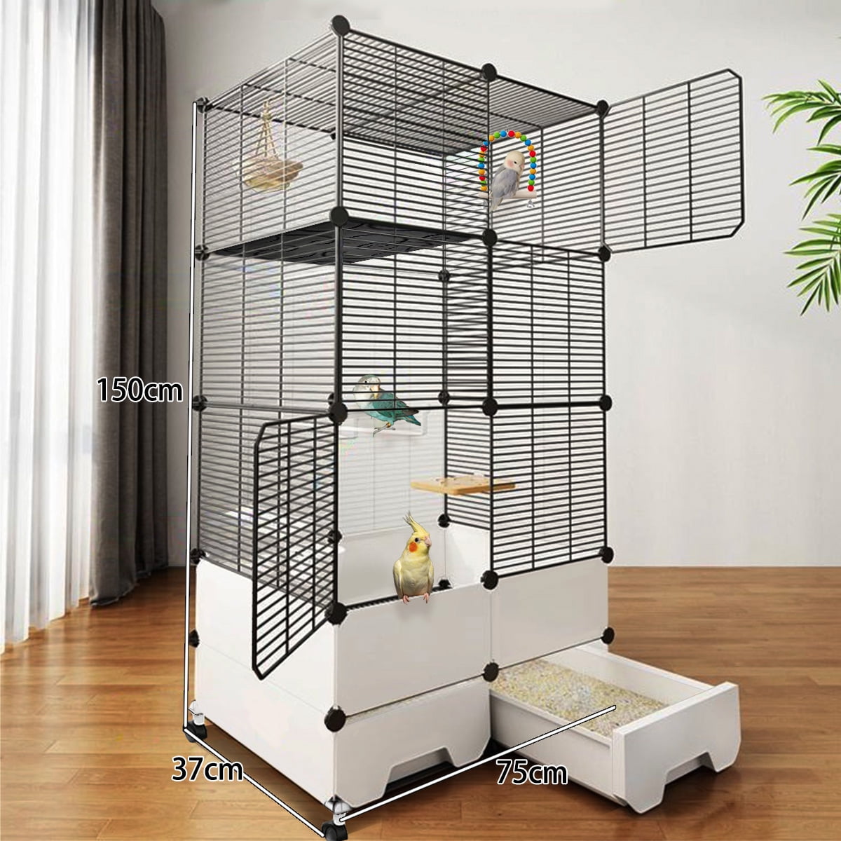 Aqwiopr Bird Cage Birdcage 59 Inch Height Bird Cage Metal Bird House with Wheel Rolling for Parrots Conure Lovebird Cockatiel Bird Cages