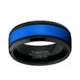 thumbnail image 3 of Metal Masters Mens Duo Black Blue Tungsten Carbide Textured Brushed Wedding Band Ring Comfort-Fit 7.5, 3 of 8