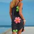thumbnail image 4 of Qulqfy Black Womens Dresses Mini Beach Vacation Sundress V Neck Floral Casual Smocked Dresses Ladies Dresses L, 4 of 5