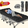 thumbnail image 3 of 75" Extra Large Thickened Folding Bed with Mattress, 750LBS Load Capacity, Portable Foldable Guest Camping Cot for Adults, Ideal for Garden, Balcony & Outdoor Camping, 3 of 20